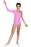 BODY DANZA LYCRA MONOSPALLA MANICA LUNGA ROSA BAMBINA